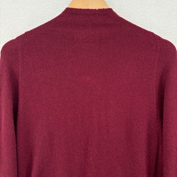 TAHARI Sweater M Pure Luxe Cashmere Mock Neck Ribbed Pullover Jumper Red - Picture 5 of 12